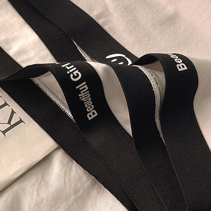 Women's Minimalist Letter Printed Pure Cotton Mid Waist Underwear