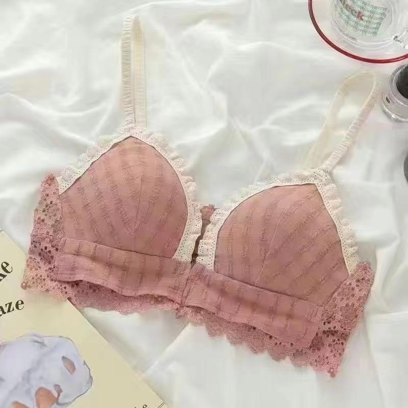 Small Chest Push Up Wireless Front Button Underwear For Women
