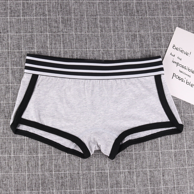 Flat Four-corner Women's Unisex Underwear Solid Color Cotton