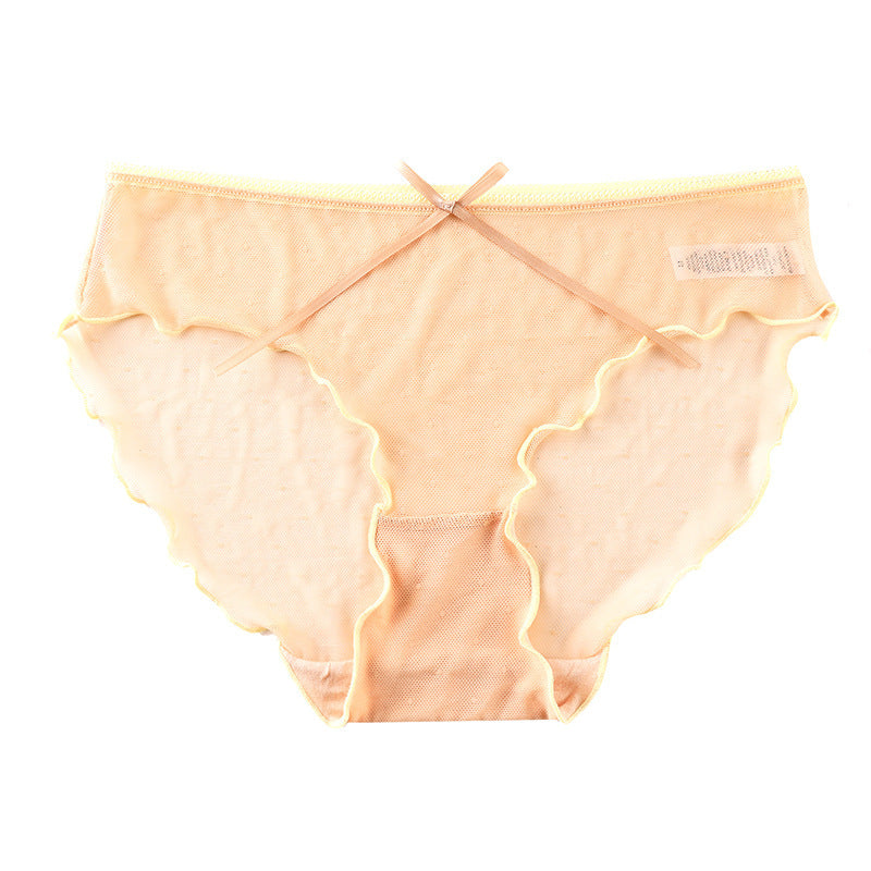 Transparent Underwear Confused Mesh Hot Lace Bow Ruffled Classic Briefs