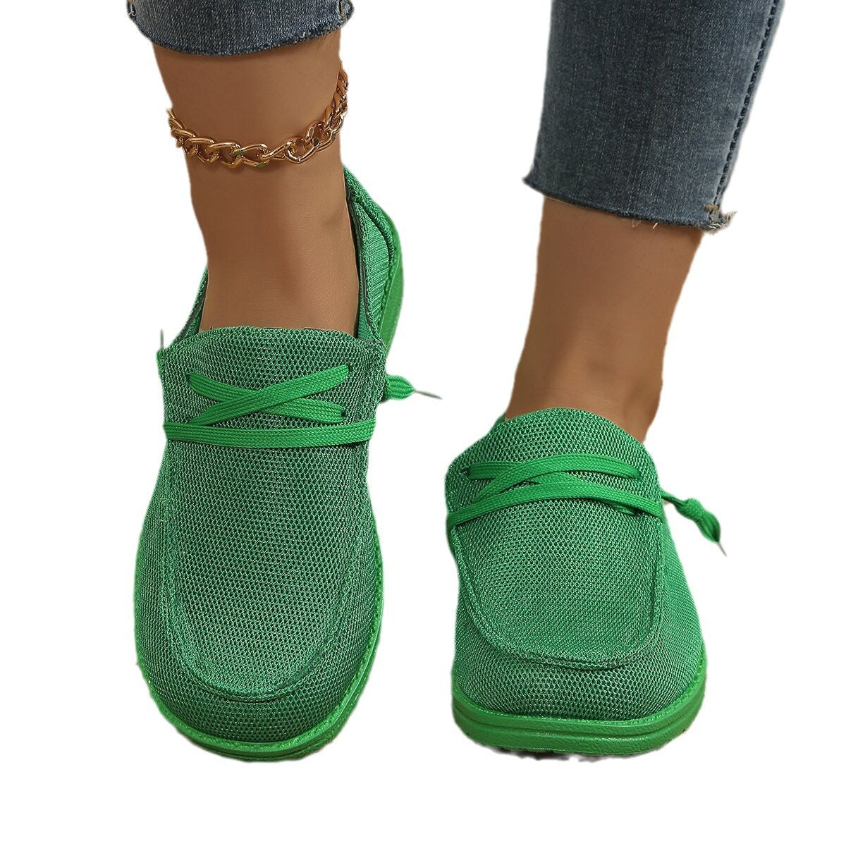Women's Casual Lace Up Flat Plus Size Slip-on Loafers