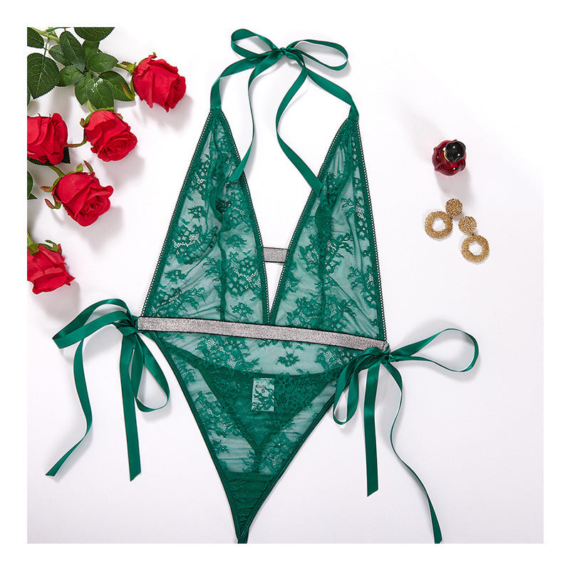 European And American Lace Up Lace-up Underwear Set