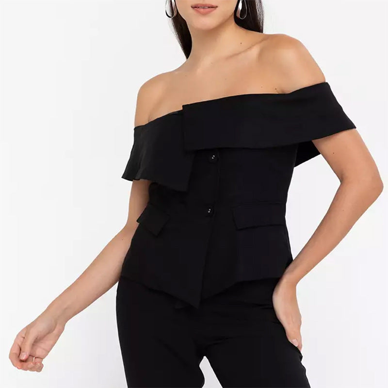 Women's Thin One-neck Off-shoulder Slim-fit Figure Flattering Small Suit
