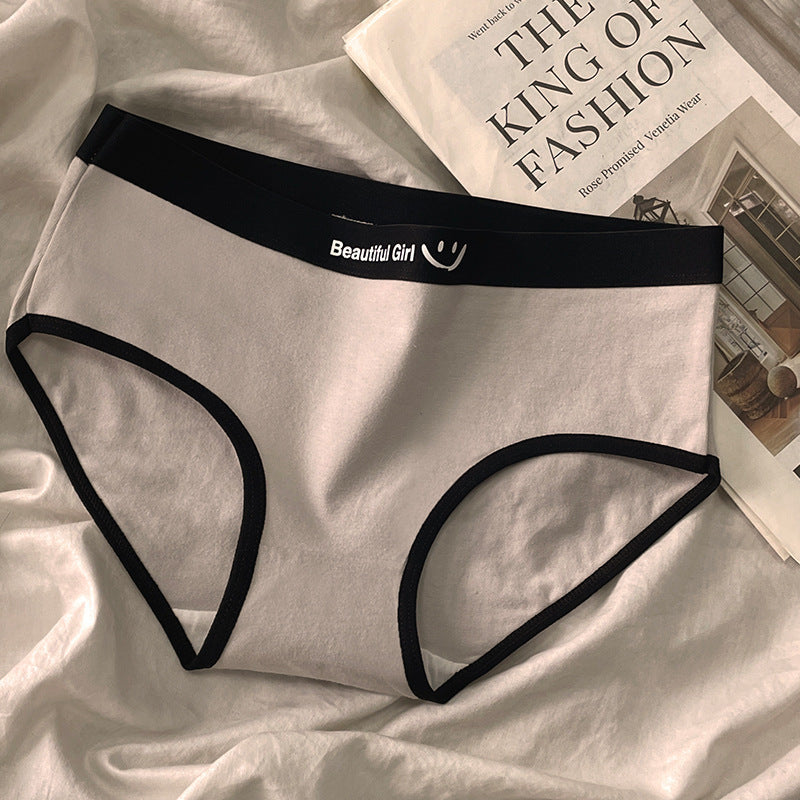 Women's Minimalist Letter Printed Pure Cotton Mid Waist Underwear