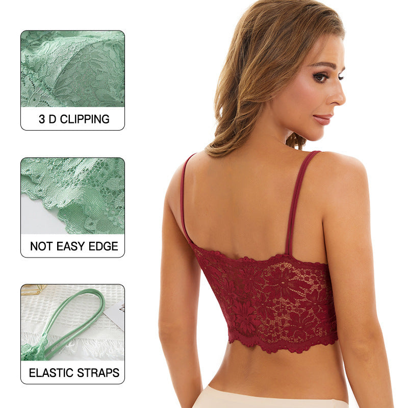 Top Women's Anti-exposure Lace Beautiful Back Spaghetti Straps Chest Wrap Underwear Women's Tube Top Vest Thin