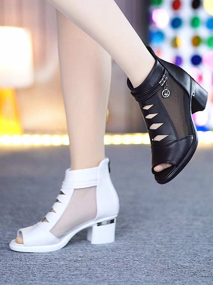 High Heels Women's Mesh Chunky Heel Sandals