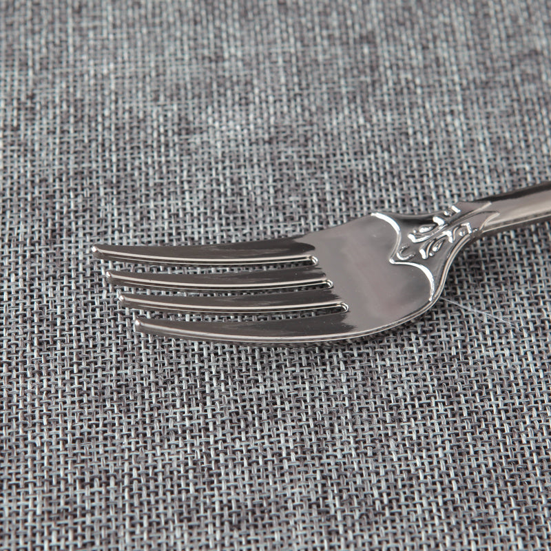 10 Disposable Plastic Electroplated Silver Cutlery Cutlery