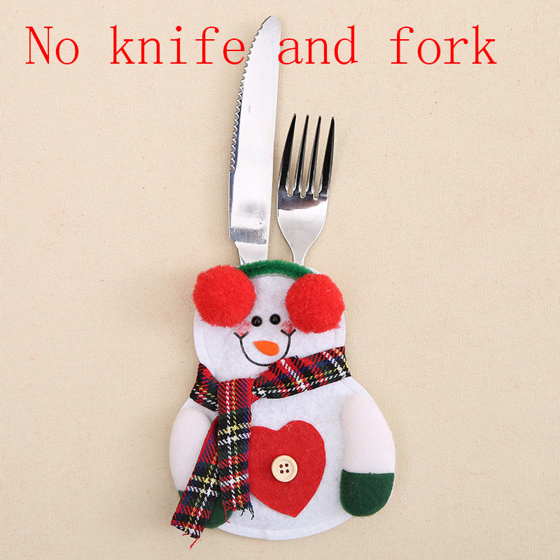 Santa Claus Christmas Decorations New Year Pocket Fork Knife Cutlery Holder Bag Home Party Table Dinner DecorationTableware