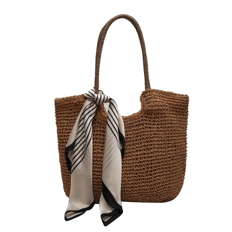 Casual Woven Bag Women's New Large Capacity One-shoulder Portable