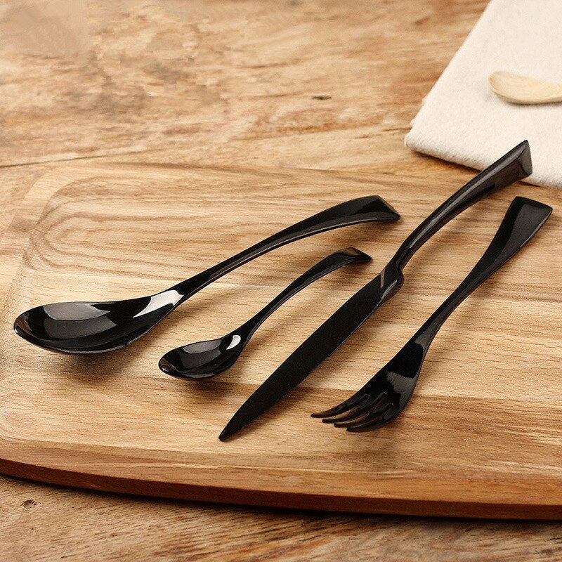 Black Cutlery Stainless Steel Fork Knife Dinnerware Set Western Tableware Set