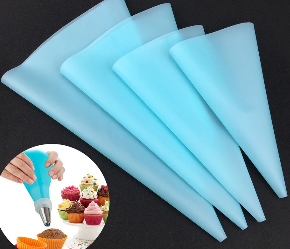 4pcs Set Reusable Pastry Silicone Icing Piping Custard Bag Squeeze Nozzle Cake Decorating Baking Decorating Tools