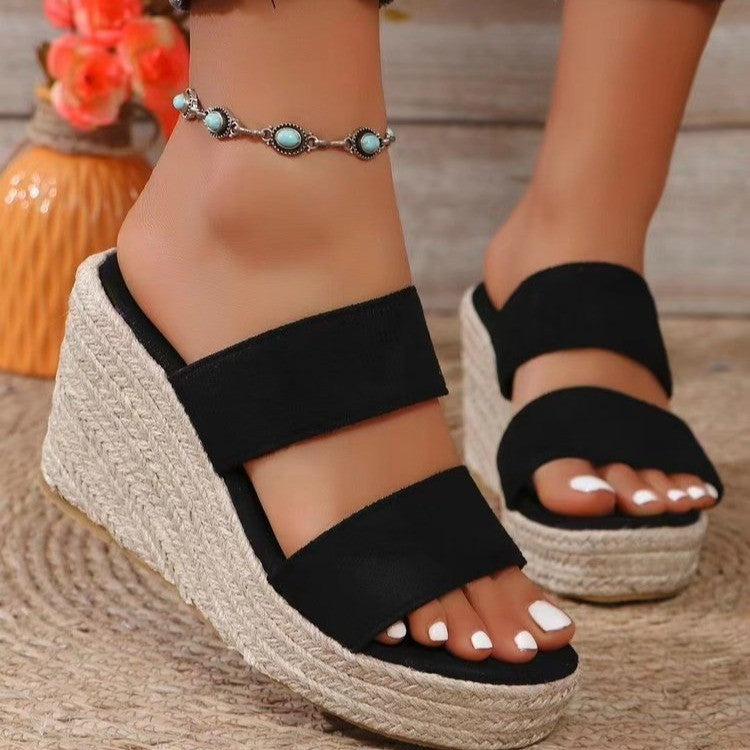 Women's Sandals Rope Bottom Wedge Slippers