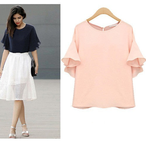 Women's temperament short-sleeved loose shirt