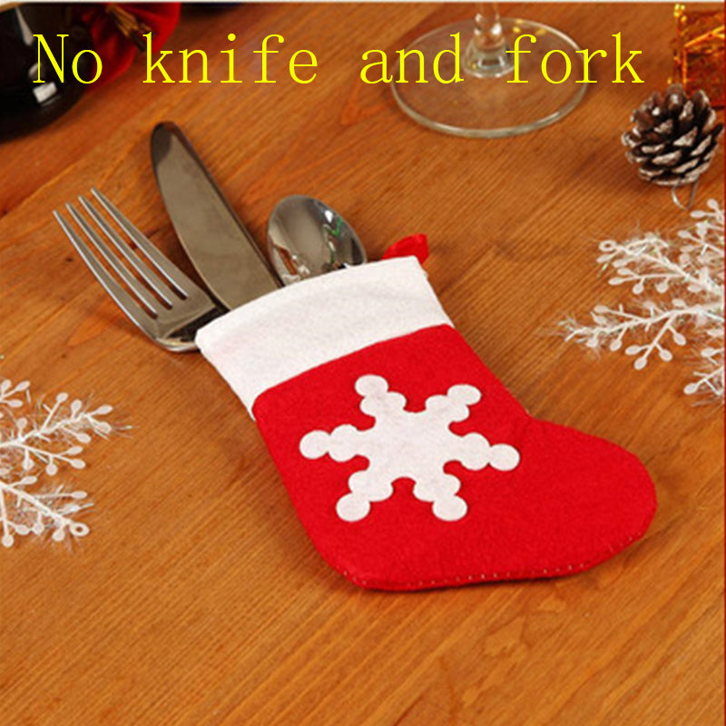 Santa Claus Christmas Decorations New Year Pocket Fork Knife Cutlery Holder Bag Home Party Table Dinner DecorationTableware