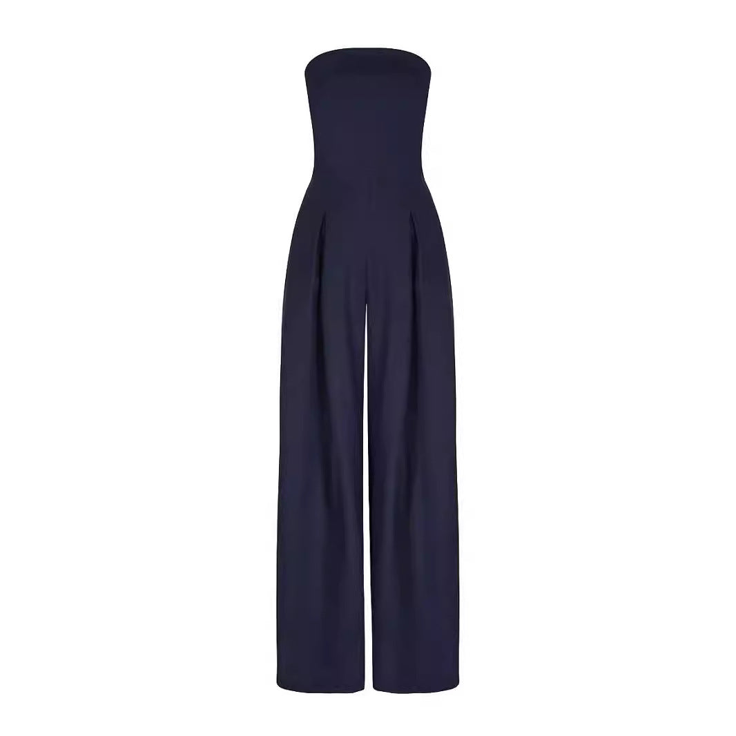 Casual Backless Slim Fit Smocking Temperament Jumpsuit
