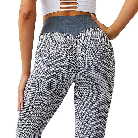 Jacquard Honeycomb Peach Hip Yoga Pants