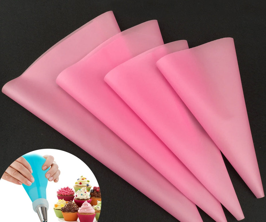 4pcs Set Reusable Pastry Silicone Icing Piping Custard Bag Squeeze Nozzle Cake Decorating Baking Decorating Tools