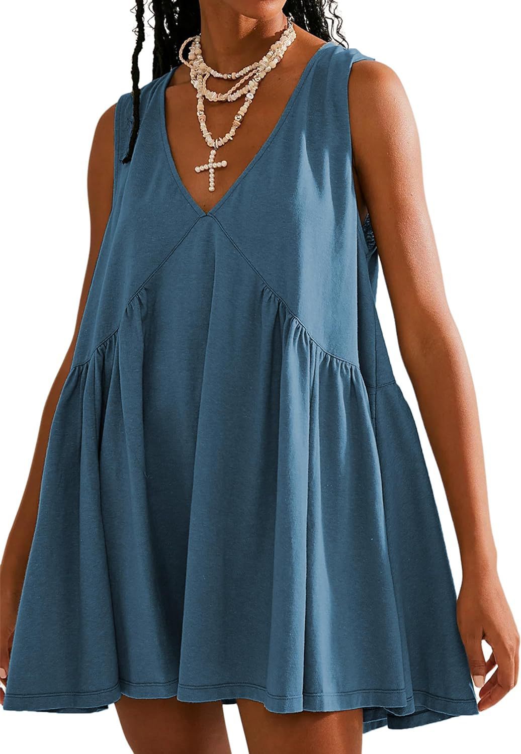 Casual Vest Pocket Pleated Dress