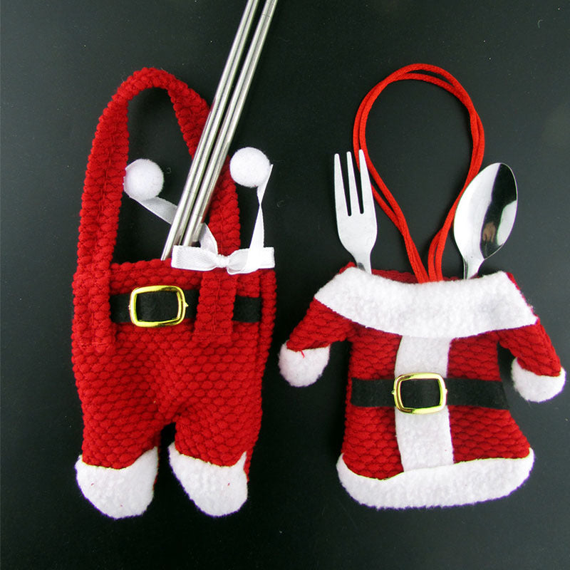 Santa Claus Christmas Decorations New Year Pocket Fork Knife Cutlery Holder Bag Home Party Table Dinner DecorationTableware