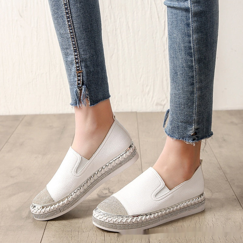 White Shoes For Women Slip-on Pregnant Women Loafers Thick Sole All-matching