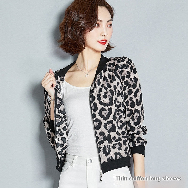 Chiffon Shirt Leopard Print Printed Sunscreen Air Conditioning Jacket Cardigan