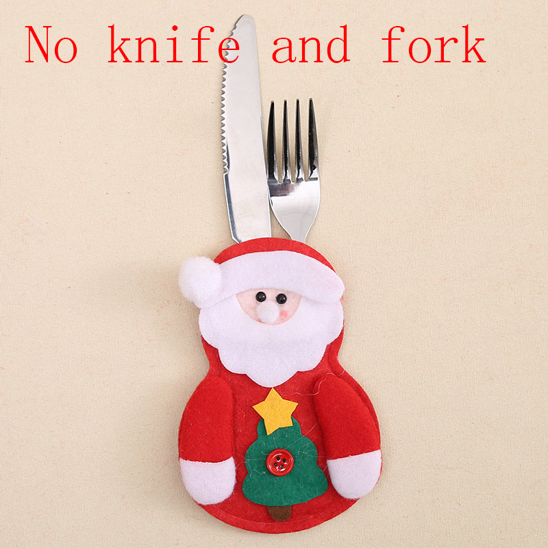 Santa Claus Christmas Decorations New Year Pocket Fork Knife Cutlery Holder Bag Home Party Table Dinner DecorationTableware