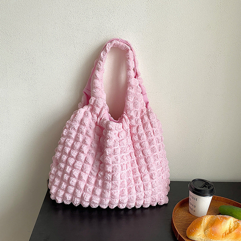 Cute Pleated Puff Shouder Bag Women Large-capacity Cloud Armpit Bag Winter Fashion Handbags Girls