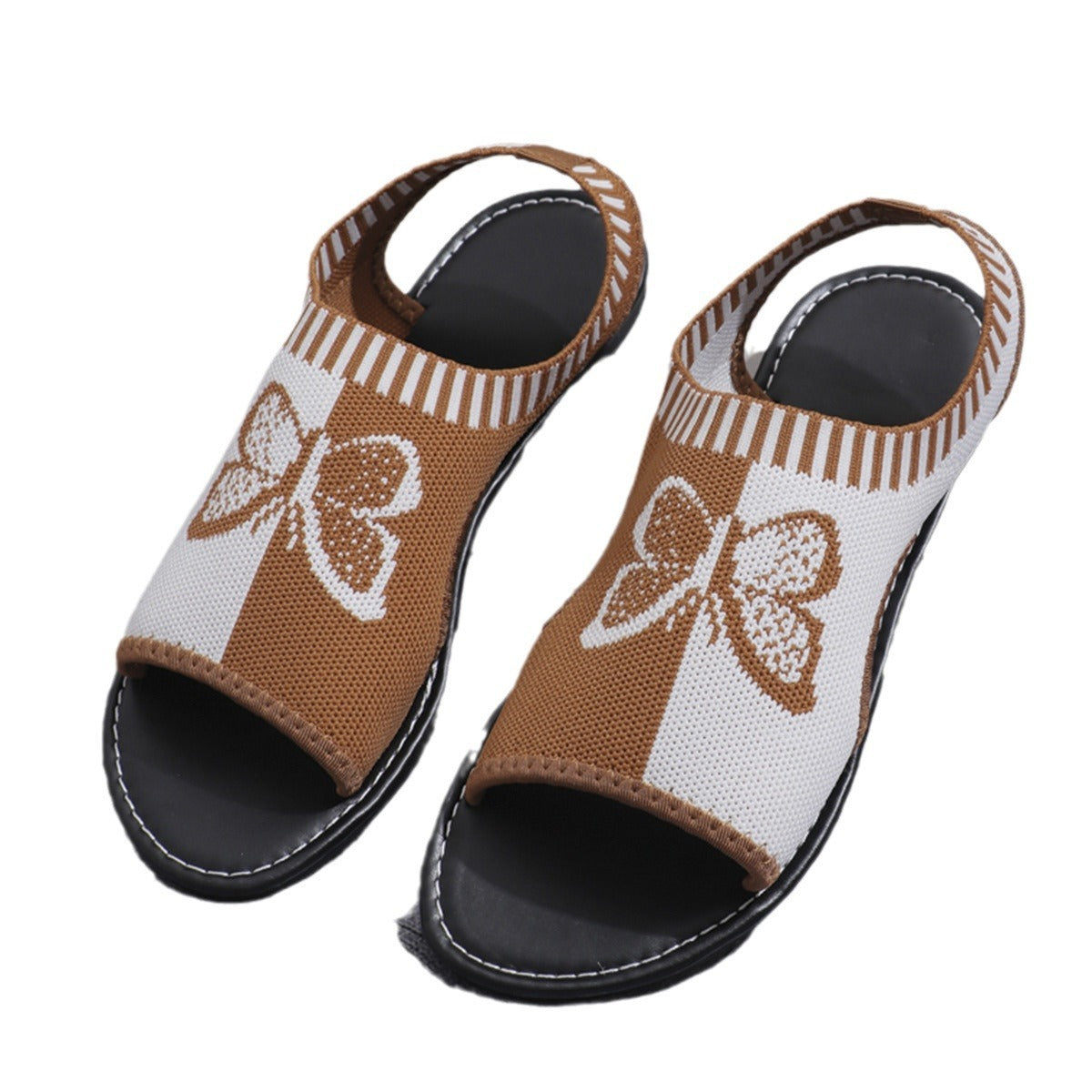 Women's Mesh Knitted Embroidered Flat Sandals