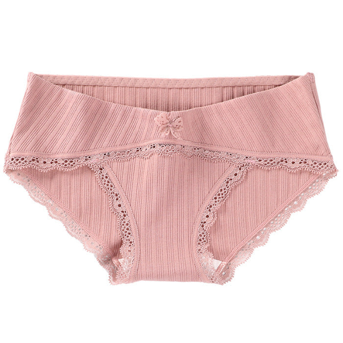 Maternity Low-rise Panties With Threaded Lace Trim