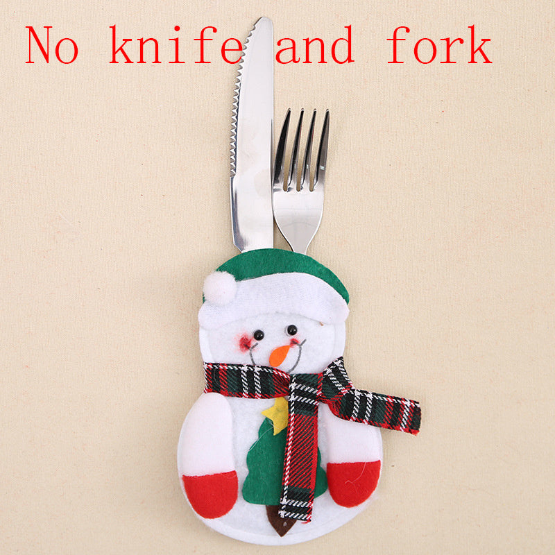 Santa Claus Christmas Decorations New Year Pocket Fork Knife Cutlery Holder Bag Home Party Table Dinner DecorationTableware