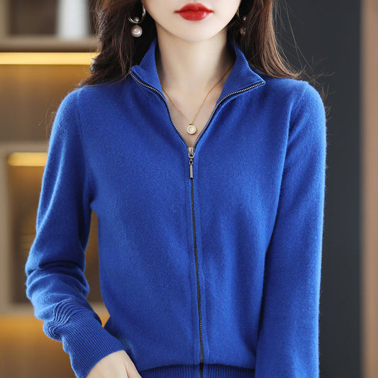 Women's Zipper Knitted Cardigan Loose Temperament Coat