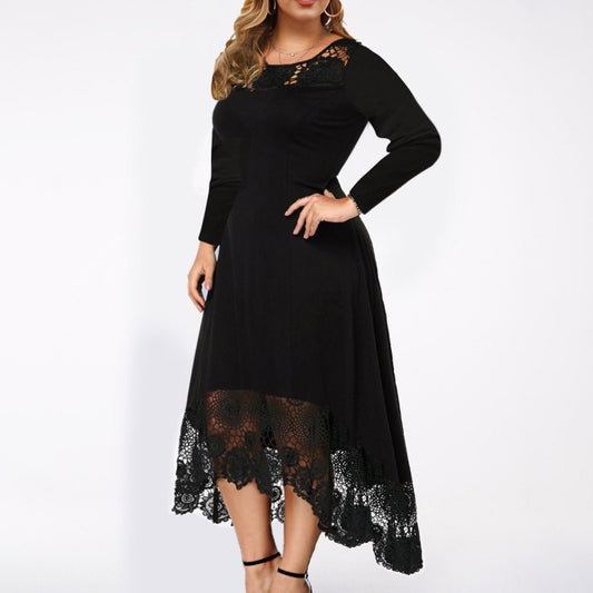 Women's Solid Color Chest Wrap Lace High Waist Base Dress