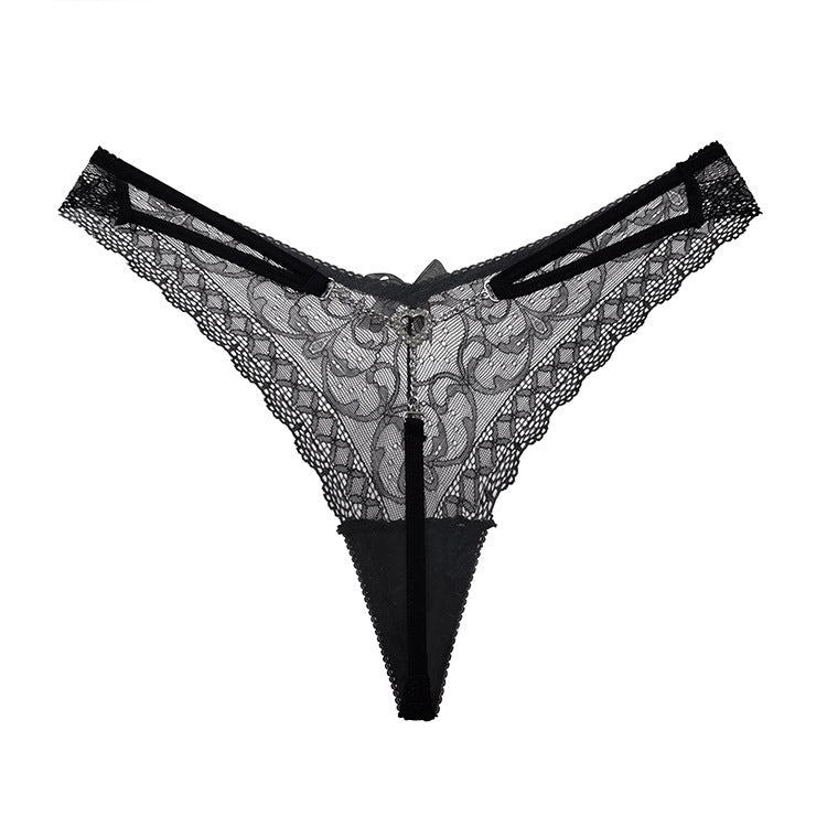 Chain V Pants Sexy Black Panties Women's Metal Thong