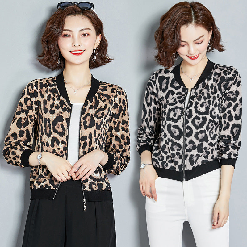 Chiffon Shirt Leopard Print Printed Sunscreen Air Conditioning Jacket Cardigan