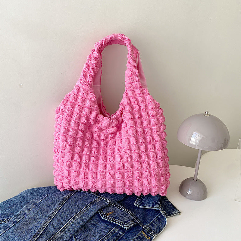 Cute Pleated Puff Shouder Bag Women Large-capacity Cloud Armpit Bag Winter Fashion Handbags Girls