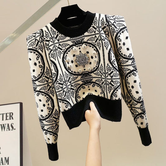 Women's Short Long-sleeved Sweater Casual Top