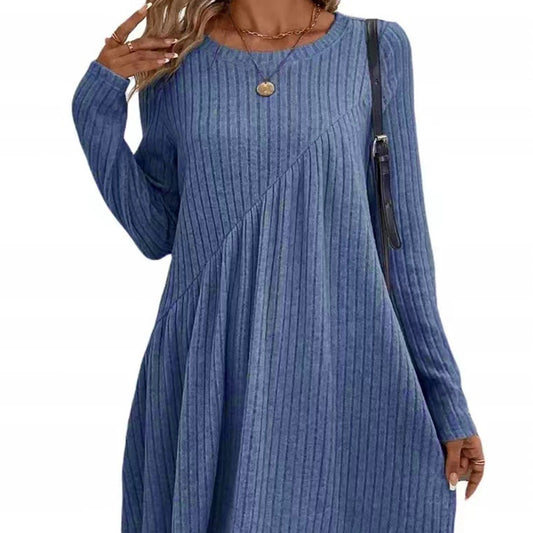 Women's Irregular Sanding Sunken Stripe Dress