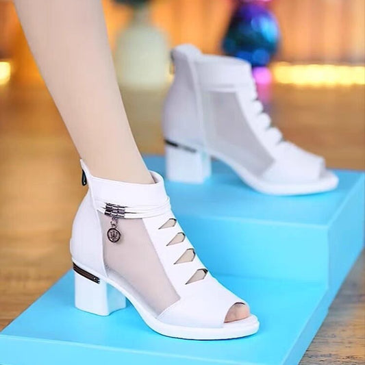 High Heels Women's Mesh Chunky Heel Sandals