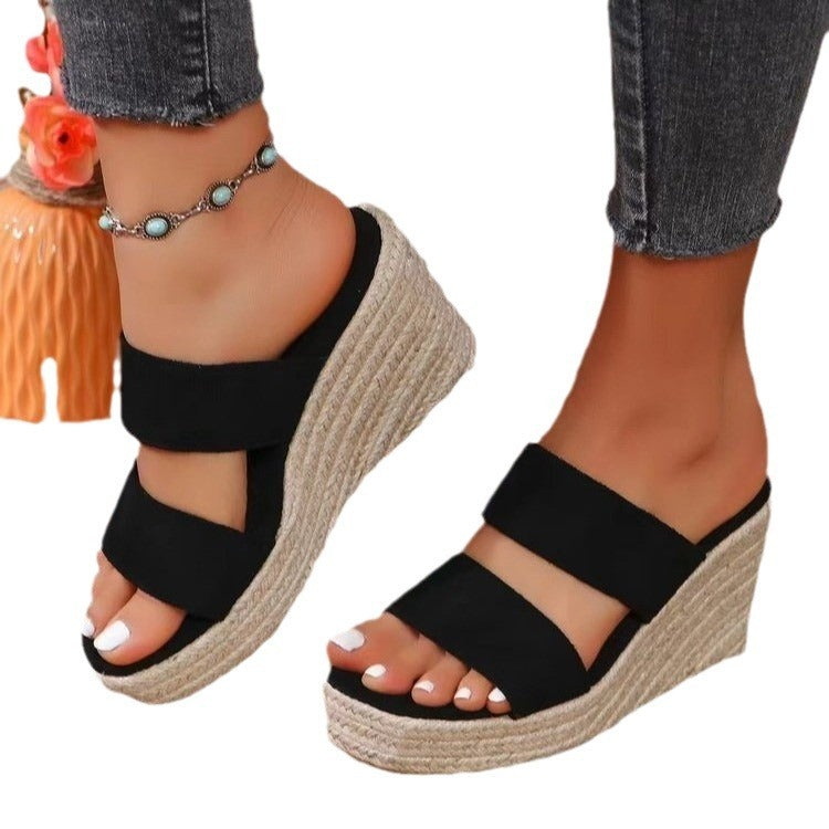 Women's Sandals Rope Bottom Wedge Slippers