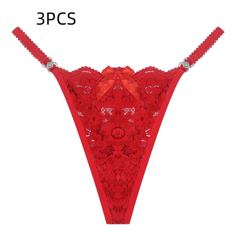 Women's Thong Lace Hollowed Out Mesh Gauze Panties Women's Traceless Panties