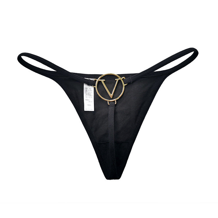 Chain V Pants Sexy Black Panties Women's Metal Thong